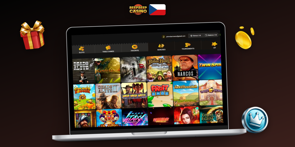 Beep Beep Casino desktop v režimu celé obrazovky se živým kasinem na monitoru