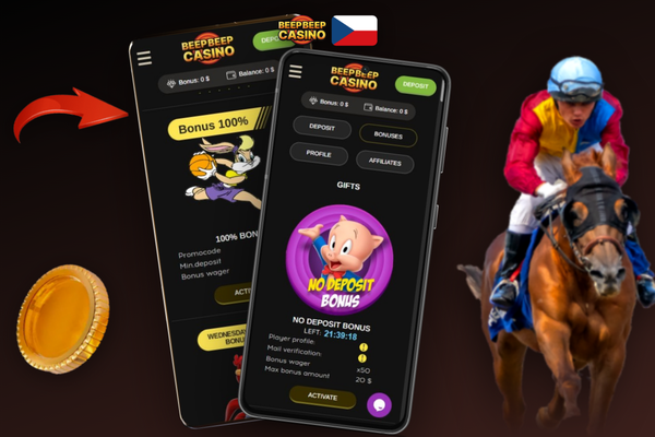 Mobilní obrazovka s potvrzením vkladu a připsaným bonusem v Beep Beep Casino