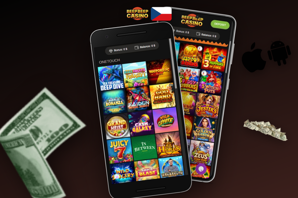Přihlašovací formulář aplikace Beep Beep Casino na smartphonu s polem pro heslo