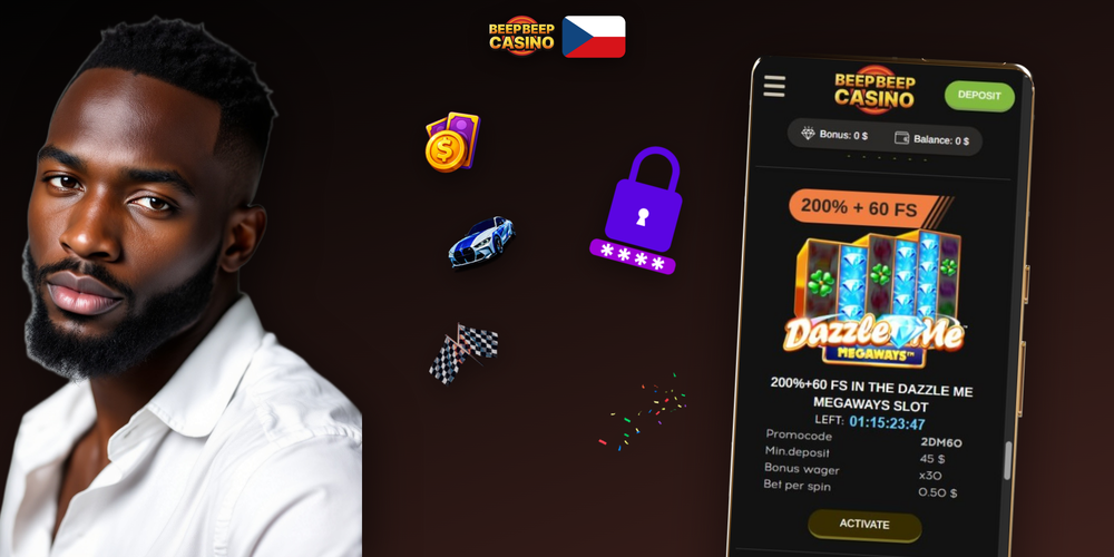 Registrační formulář Beep Beep Casino s vyplněným bonus kódem DUCK250