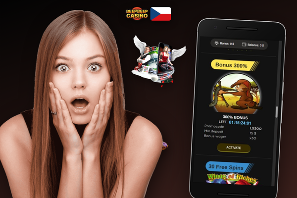 Herní rozhraní slotu s ukazatelem wageringu a free spiny v Beep Beep Casino