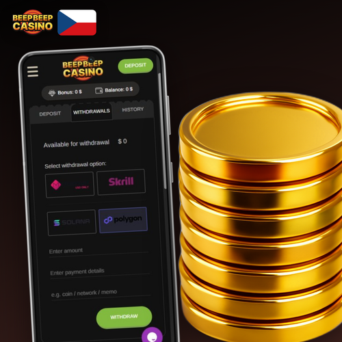 Beep Beep Casino VIP program s zlatými odznaky úrovní od bronzové po diamantovou