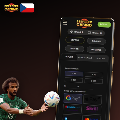 Beep Beep Casino vklad na mobilním telefonu s tlačítkem Vložit peníze